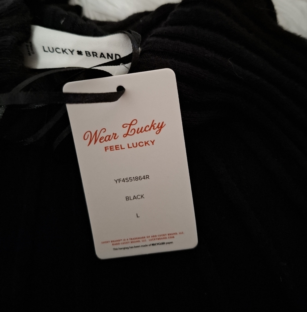Lucky brand maxi dress Ribbed Monck Neck Long Sleeves Black Size LARGE - Picture 10 of 15
